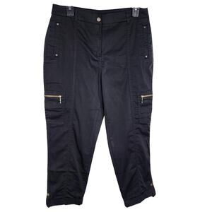 Chico's Crop Pants Sz 1 US 8 Black Ultimate Fit Comfort Waist Luxe Utility Slim